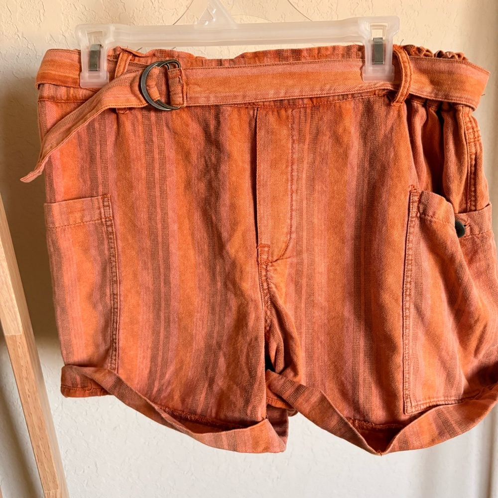 Rust Striped Women's Cargo Shorts